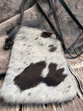 Hair-on Hide Crossbody with Black Spot Pattern